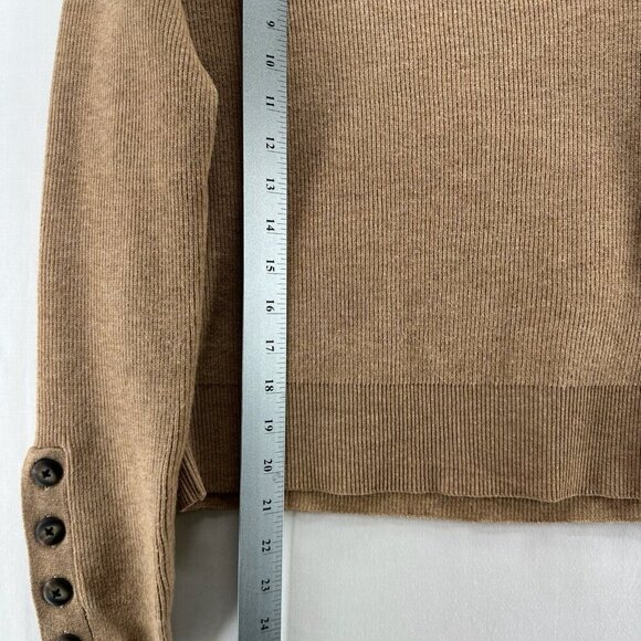 ON 34th Womens Sz XS Sweater Crew Neck Long Sleeve Button Cuff Pullover Brown - Picture 4 of 4